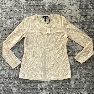 New BCBG MaxAzria Lace Long Sleeve Top